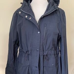 JCREW Hooded Rain Jacket Size Large Navy